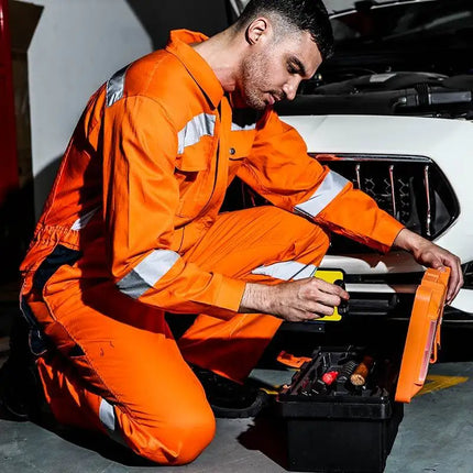 Work Coveralls Repairman with Reflective Strip Mechanic Auto Workshop Clothes Working Uniforms Plus Size 3XL