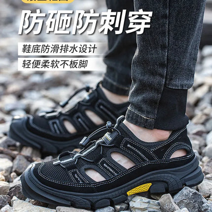 Safety Shoes Men Summer Breathable Work Sandals Men Anti-smash Anti-puncture Indestructible Shoes Work Sneakers Protective Shoes-KarWorkwear