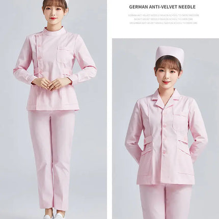 White Short Sleeve scrubs uniforms women Pet Grooming Clinic Nursing Clothes Workwear Nurse Scrub Work Pink Medical Uniform-KarWorkwear