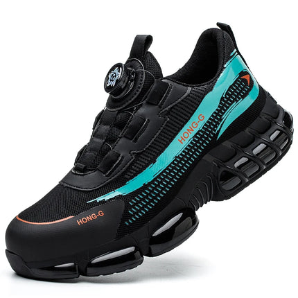 Rotating Button Men Safety Shoes Protective Sneakers Steel Toe Cap Anti-smash Work Shoes Fashion Indestructible Boots Security-KarWorkwear