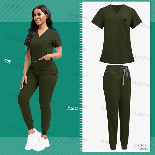 Women's Medical Joggers Suit Grooming Work Clothes Veterinary Dental Scrub Work Uniforms Fashion New Nurses Workwear Mens Scrubs-KarWorkwear