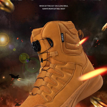 Large Outdoor Training Boots Men's Mountaineering Hiking Boots High Top Rotating Buckle Fashion Camouflage Sports Shoes-KarWorkwear