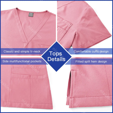 Customizable Logo Pet Grooming Institution Scrubs Workwear Health Service Medical Uniform Hospital Nursing Clothes with Pockets-KarWorkwear