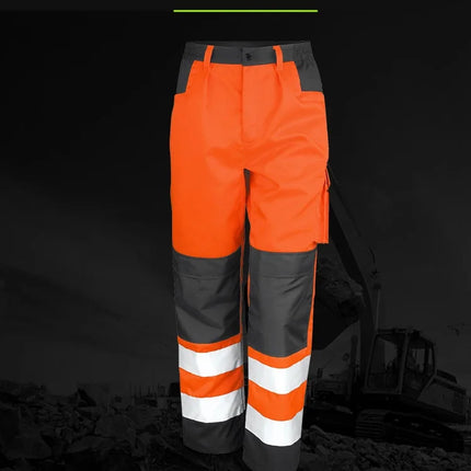 Fashion Men Road Working Pants High Visibility Reflective Casual Pocket Safety Work Casual Trouser Pants Coal Miner Construction