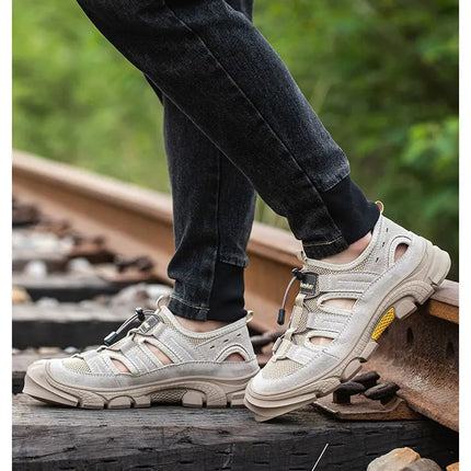 Safety Shoes Men Summer Breathable Work Sandals Men Anti-smash Anti-puncture Indestructible Shoes Work Sneakers Protective Shoes-KarWorkwear