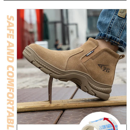 2023 Quality Leather Boots Men Safety Shoes Waterproof Work Boots Safety Steel Toe Shoes Men Puncture-Proof Indestructible Shoes-KarWorkwear