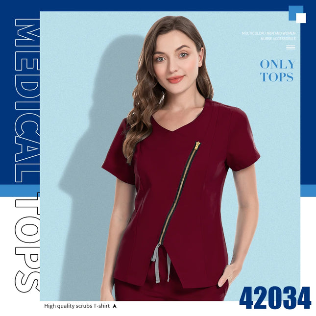 Dental Hospital Medical Scrubs Tops Women V-Neck Surgical Nurse Uniforms Blouse Pet Veterinary Scrubs Workwear Wholesale Prices-KarWorkwear