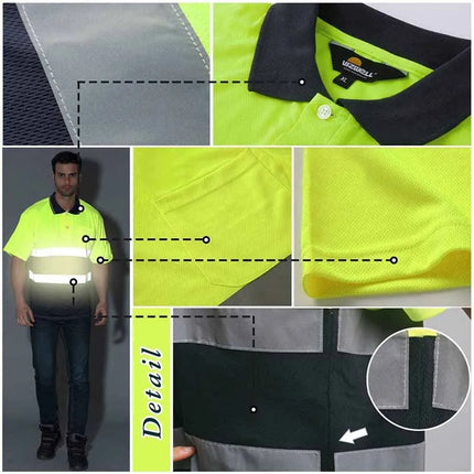 Safety Polo Shirt Custom Logo Work Uniform Motorcycle Cycling Sports Outdoor Reflective Clothing-KarWorkwear