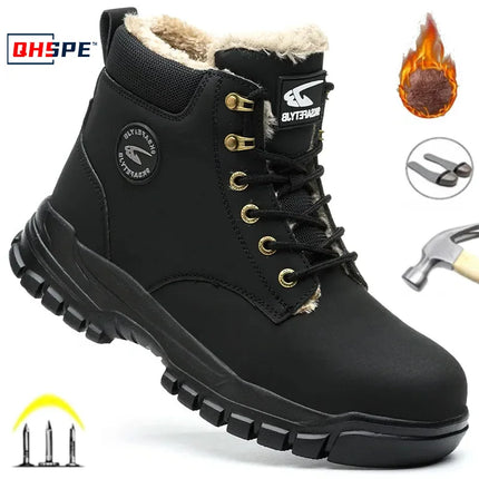 Latest 2024 Fashion Winter Warm Men's Work Safety Boots Waterproof Rugged Steel Toe Shoes Sneakers Safety Protection Coldproof