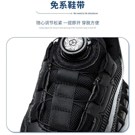 Rotating Button Men Safety Shoes Protective Sneakers Steel Toe Cap Anti-smash Work Shoes Fashion Indestructible Boots Security-KarWorkwear