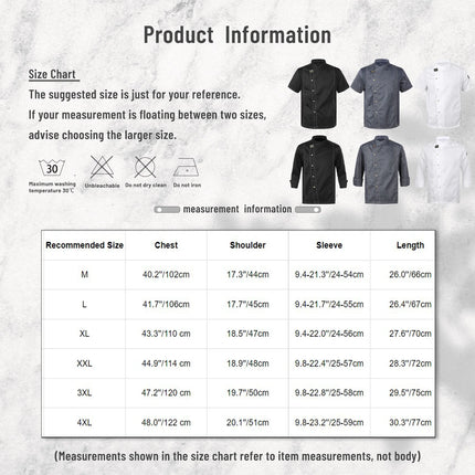 Men Women Kitchen Work Uniform Adult Unisex Chef Jacket Coat Cook Hotel Restaurant Canteen Cake Shop Cafe Shirt Staff Costume-KarWorkwear