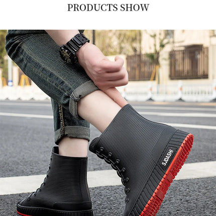 Versatile Casual Short-barreled Waterproof Shoes Men Women Lined With Fleece Warmth Anti-slip Wear-resistant Outdoors Rain Boots