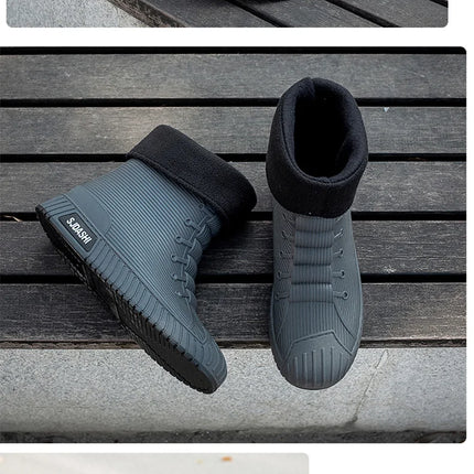 Versatile Casual Short-barreled Waterproof Shoes Men Women Lined With Fleece Warmth Anti-slip Wear-resistant Outdoors Rain Boots