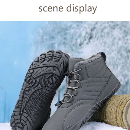 Snow Boots Men Winter Shoes Barefoot Ankle Boots 36-46 Couple Snow Shoes Outdoor Hiking Shoes Fur Warm Plush Boots