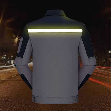 Mens Factory Work Shirt Uniform Long Sleeve Turn-Down Collar Workwear Motor Mechanic Repair Workshop Two-pocket T-shirts Tops-KarWorkwear