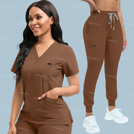 Slim Fit Medical Scrubs Uniform Women Scrub Sets Nursing Accessories Hospital Surgery Gowns Dental Clinic Beauty Salon Workwear-KarWorkwear