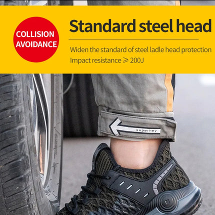 Size 50 Steel Toe Boots For Men Indestructible Safety Work Shoes Lightweight Steel Toe Sneakers Puncture Proof  Male Footwear-KarWorkwear
