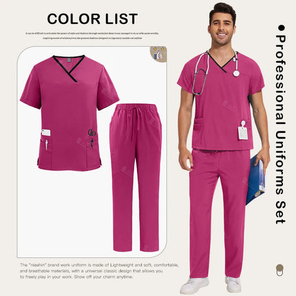 Surgical Uniforms Lab Workwear Clothes Nurse Scrubs Set Men Nurse Accessories Medical Uniform Surgical Dental Clinical Top Pants-KarWorkwear