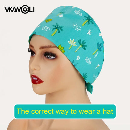 Sexy Leopard pattern Printed scrubs caps women Health Service Station Agency Work hat Beauty Hats laboratory nurses scrubs hat-KarWorkwear