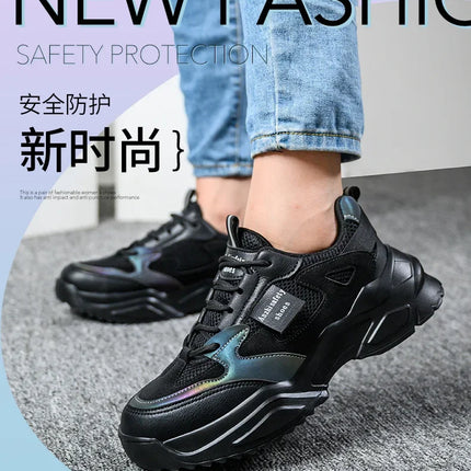 New Fashion 2024 Women's Safety Shoes Sneakers Women Anti-smash Anti-puncture Security Boots Protective Shoes Breathable-KarWorkwear