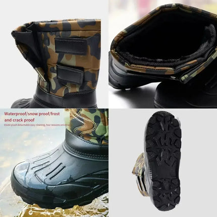 Work Boots for Men Waterproof 2025 Spring New Non-slip Fishing Boots Comfortable Farm Men Boots Winter Plus Cotton Rain Boots