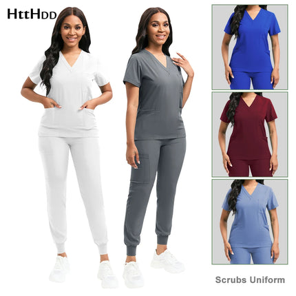 Cleaning Uniform for Women Nursing Scrub Top Pants Medical Suit Pediatric Nanny Work Wear Operating Room Surgical Gown Wholesale-KarWorkwear