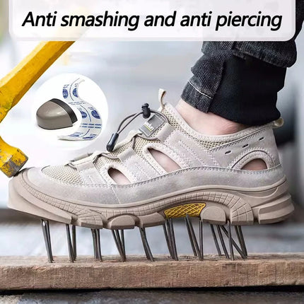 Safety Shoes Men Summer Breathable Work Sandals Men Anti-smash Anti-puncture Indestructible Shoes Work Sneakers Protective Shoes-KarWorkwear