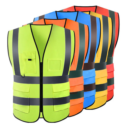 Multi-pocket Reflective Safety Vest Traffic Vest Railway Coal Miners Uniform Breathable Racing Running Sports-KarWorkwear