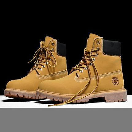 Classic Fashion Brown Work Boots Men Women High-quality Leather Ankle Boots Big Size 46 Men Lace-up Platform Boots Botas Hombre-KarWorkwear