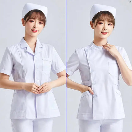 White Short Sleeve scrubs uniforms women Pet Grooming Clinic Nursing Clothes Workwear Nurse Scrub Work Pink Medical Uniform-KarWorkwear