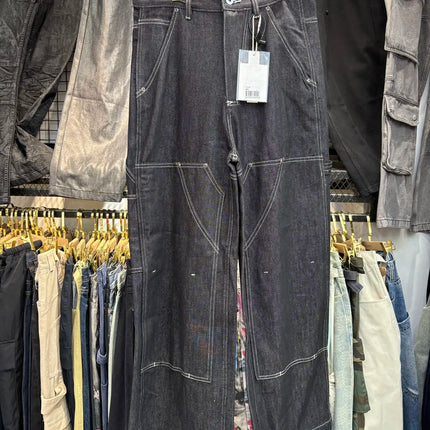 MIJKO Black Original Cow Jeans Wood Trousers Bright Line Design Comfortable Fit Workwear Casual Pants ZJ118