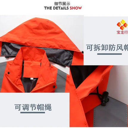 Men's Work Jacket with Reflective Stripes, Custom Logo Available, Casual Autumn Winter Coat for Men