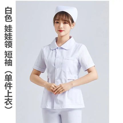 White Short Sleeve scrubs uniforms women Pet Grooming Clinic Nursing Clothes Workwear Nurse Scrub Work Pink Medical Uniform-KarWorkwear