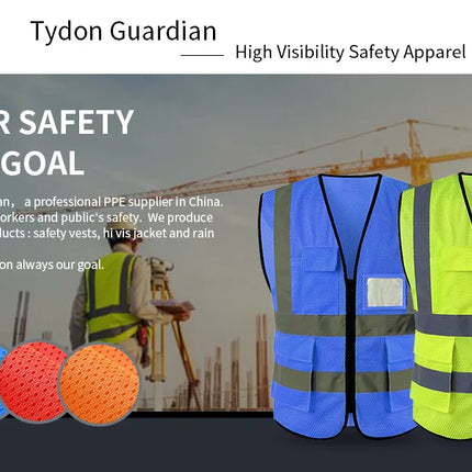 Reflective Safety Vest For Women Men High Visibility Security With Pockets Zipper Front Meets ANSI/ISEA Standards