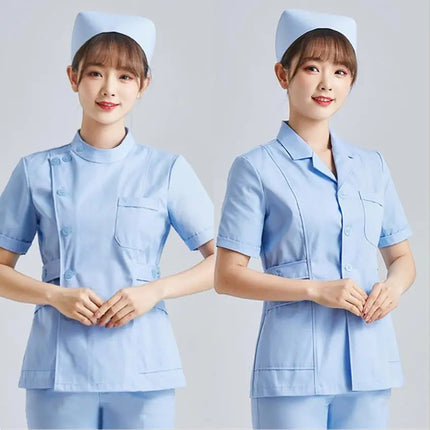 White Short Sleeve scrubs uniforms women Pet Grooming Clinic Nursing Clothes Workwear Nurse Scrub Work Pink Medical Uniform-KarWorkwear