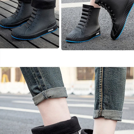 Versatile Casual Short-barreled Waterproof Shoes Men Women Lined With Fleece Warmth Anti-slip Wear-resistant Outdoors Rain Boots