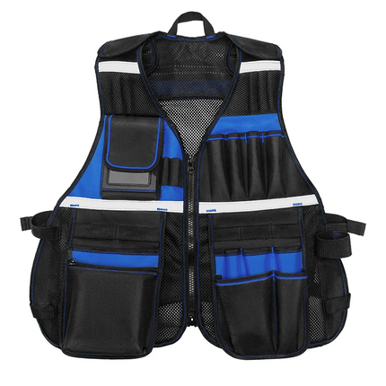 Workwear Allround Work Tool Vest Safety Vest with Multi-pockets and Zipper Heavy Duty Tool Vest for Electricians