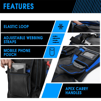 Workwear Allround Work Tool Vest Safety Vest with Multi-pockets and Zipper Heavy Duty Tool Vest for Electricians