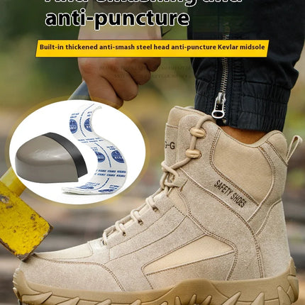 Work Boots Indestructible Safety Shoes Men and Women Steel Toe Shoes Construction Work and Daily Wear Outdoor work hiking boots