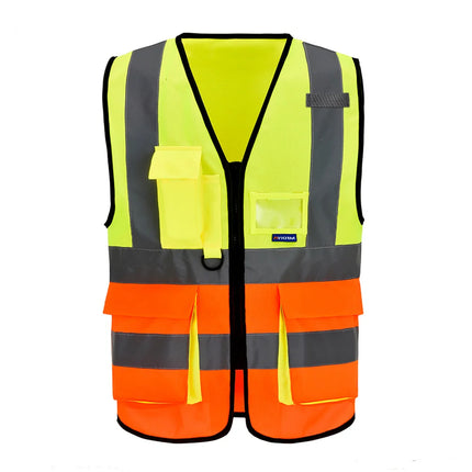 AYKRM High Visibility Reflective Vest  Safety Zip Pocket Hi Viz Security Waistcoats Multi Customized Logo Construction