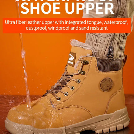 Latest 2024 Fashion Winter Warm Men's Work Safety Boots Waterproof Rugged Steel Toe Shoes Sneakers Safety Protection Coldproof