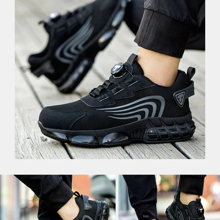 Rotary button new safety shoes for men, anti-impact and anti-piercing work shoes, fashionable men's sports shoes, and safety pro
