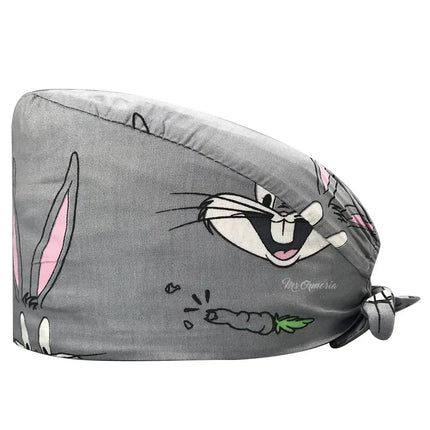 Cartoon Doctor Operating Room Pattern Printed Nursing Head Cap Lab Scrub Pet Hospital Surgical Hat Unisex Dentist Scrub Cap 2023