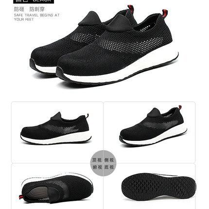 New 2022 Summer Breathable Men Casual Shoes Steel Toe Cap Indestructible Safety Working Shoes Outdoor Men Footwear-KarWorkwear