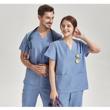 Ultra Light Scrub Set Medical Nurse Uniform for Women Men Hospital Doctor Workwear Poplin Fabric Veterinary Surgical Outfit 8020-KarWorkwear