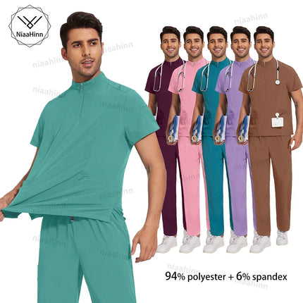 High Quality Hospital Nurse Scrubs Sets Male Men Unisex Scrub Top Pants Sets Slim Fit Medical Scrubs Healthcare Pharmacy Uniform-KarWorkwear