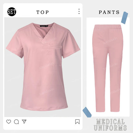 Women Men Straight Pants Set Medical Nurse Uniform Hospital Work Clothes Dentist Overalls Nursing Accesorios Surgical Scrub Set-KarWorkwear