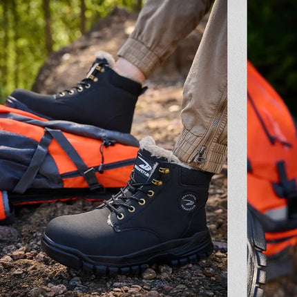 Latest 2024 Fashion Winter Warm Men's Work Safety Boots Waterproof Rugged Steel Toe Shoes Sneakers Safety Protection Coldproof