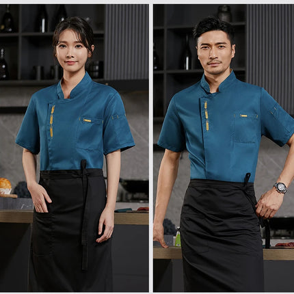 Cook Jacket Catering  Cooking White Shirt Restaurant Kitchen Chef T-shirt Baker Work Uniform Waiter Hotel Clothes Cafe Overalls-KarWorkwear