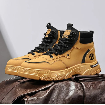 2025 autumn new breathable work boots for men, anti slip, wear-resistant, safety shoes, casual and comfortable sports shoes